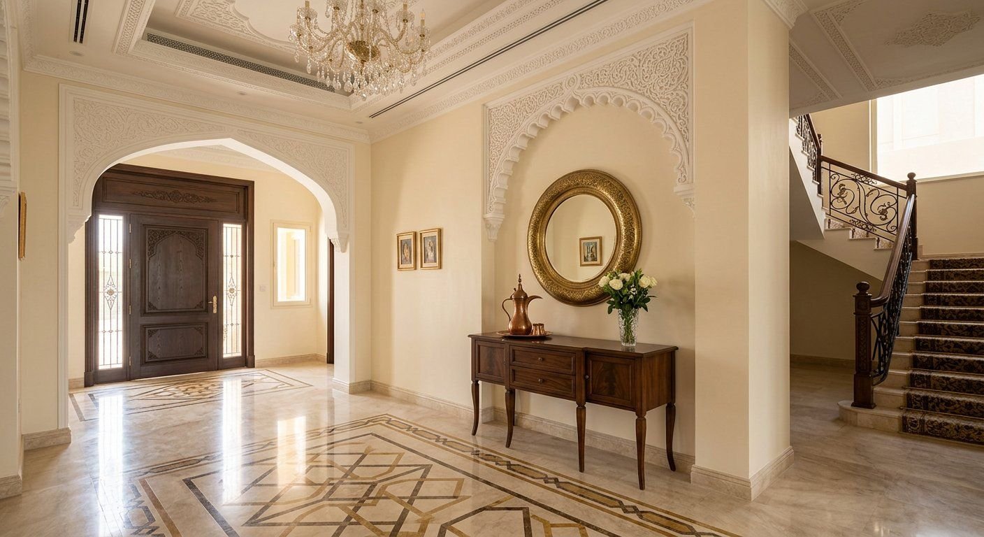 2. الكونسول والمرآة كمحور المدخل