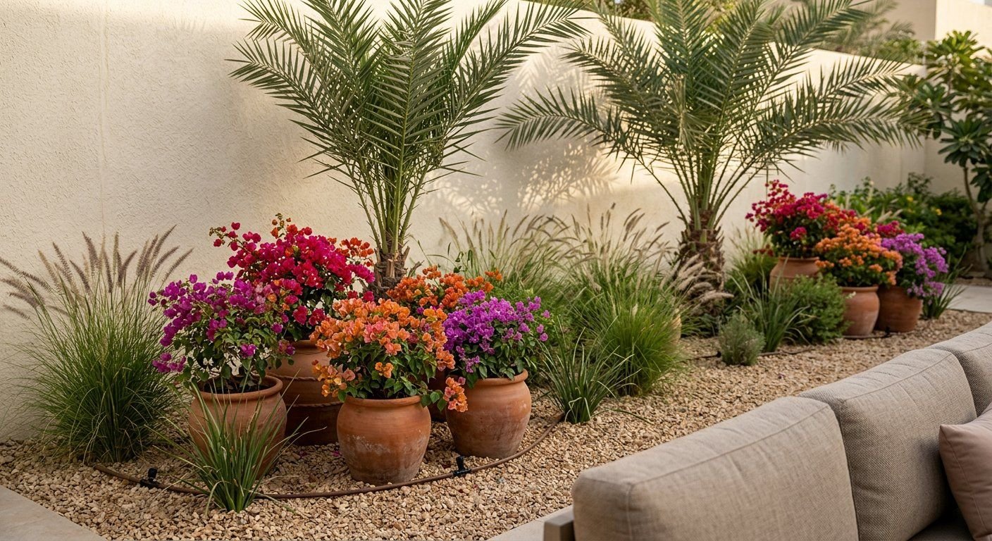 4. توزيع النباتات والأصص
